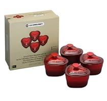 Le Creuset Stoneware Heart Ramekin Gift Set of 4, Cerise
