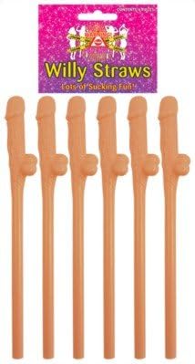 Hen and Stag Accessories Pack Of 6 Willy straws Sipper 19.5Cm Hen Night Party