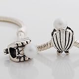 Pandora Style Silver Plated CLAM and PEARL Bead *Fits Pandora, Chamalia, Biagi