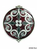Red Elegant Round Bejeweled Compact Mirror