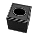 HOMETEK PU Leather Square Roll Tissue Box Holder Cover Napkin Paper Box Case Tray Pumping for Home Office Car Automotive (Black)