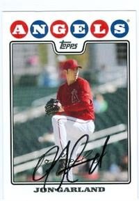 Jon Garland Autographed/Hand Signed Baseball Card (Los Angeles Angels of Anaheim) 2008 Topps