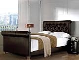 BRAND NEW VALENCIA BROWN 4FT6 DOUBLE FAUX LEATHER SLEIGH BED