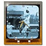 IMAGE OF Vintage Detroit Tigers Making the Catch Black and White - 6x6 Desk Clock