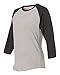 LAT Women Fine Jersey Raglan 3/4 Sleeve Baseball Tee (3530) Vintage Heather/Vintage Smoke, L