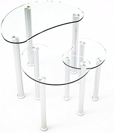 Gracelvoe Glass Oval Nest of 3 Side End Coffee Table Chrome Base Living Room Furniture (Clear)