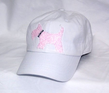 Pink Schnauzer Puppy Dog Doggie Paw White Baseball Hat Cap Embroid