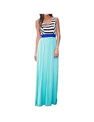 Sleeveless Backless Cotton Striped Print Summer Evening Dress/Party Dress/Maxi Dress 