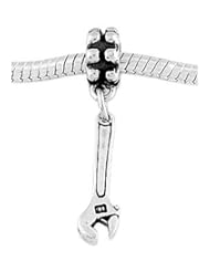 Sterling Silver One Sided Workmans Wrench Dangle Bead Charm