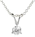 14k White Gold 3-Prong Solitaire Diamond Pendant (1/5 ct, I-J Color, I2 Clarity), 18"