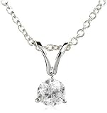 14k White Gold 3-Prong Solitaire Diamond Pendant (1/5 ct, I-J Color, I2 Clarity), 18