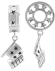 Storywheel® Flag Dangle Bead / Charm in 925 Sterling Silver