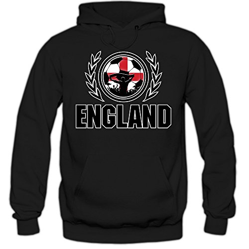 England EM 2016 #2 Hoody | Fußball | Herren | Team GB | Trikot | Nationalmannschaft, Farbe:Schwarz (Black F421);Größe:S