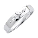 14K White Gold Mens Round-cut Diamond Wedding Ring Band (0.06 CTW., G-H Color, SI Clarity)