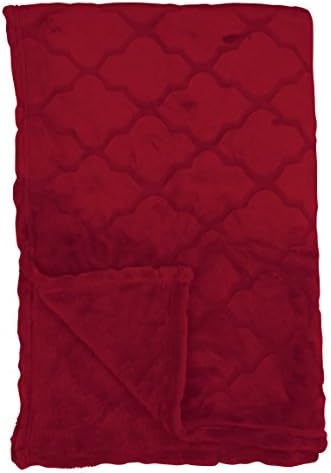 Family Pl Premium Moroccan Embossed Velvet Plush Ultra Soft Throw Blanket, 50 X 70 Inches (Ruby Red)