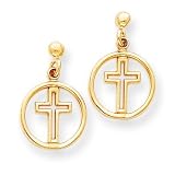 14k Polished Eternal Life crossangle Post Earrings