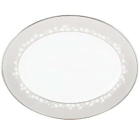 Lenox Bellina Bone China Platinum Banded 13 Oval Platter by Lenox