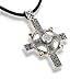 Jewelry : Rainbow Moonstone Divine Sun Wheel Celtic Knot Cross with Sterling Silver Pendant Necklace