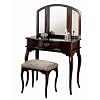 Queen Anne Style Cherry Finish Wood Vanity Set - Table, Bench & Mirror