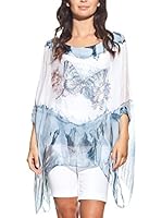 Laura Moretti Blusa Seda (Azul / Blanco)