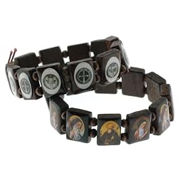 St. Benedict Wooden Religious Bracelets - Sold as a Set of 2