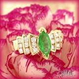 14K .80 CT Marquise Emerald & Diamond Band