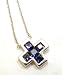Princess Shape Sapphire set in Platinum Cross Pendant Necklace (T.w 1.00)