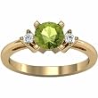 14K Yellow Gold Peridot and Diamond Ring