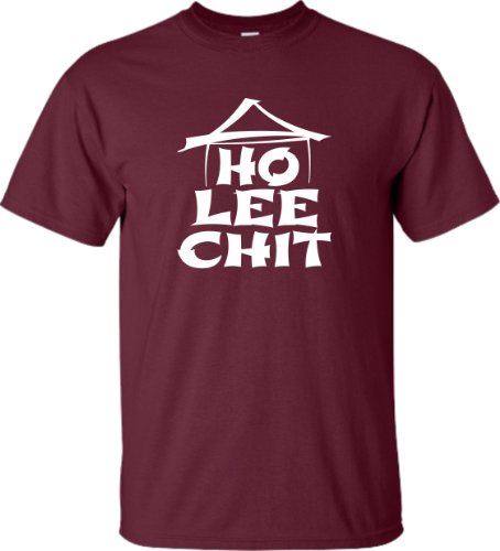 XXX-Large Maroon Adult Ho Lee Chit Holy Shit Funny T-Shirt
