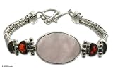Rose quartz and garnet bracelet, 'Wonderful' 0.7 W 7.5 L
