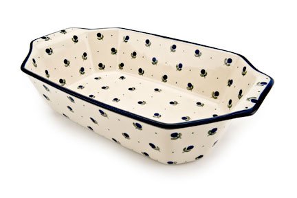 Polish Pottery Blueberry Deep Baker with Handles