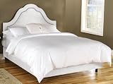 Arch Inset Nail Button Custom Upholstered Headboard, FULL, VELVET WHITE