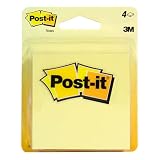 Post-it Note Pads, 3 in x 3 in, Yellow - 4 ea