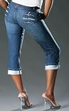 Apple Bottoms - Hobo Wash w/ Yellow Stitching Core Signature Capri by Apple Bottoms