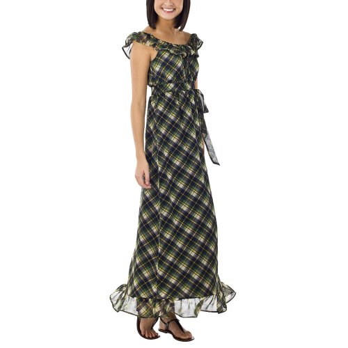 Mossimo Supply Co. Juniors Woven Maxi Dress - Green Plaid