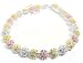 Sterling Silver Pink, White, and Yellow CZ Cubic Zirconia Flower Cluster Link Tennis Bracelet