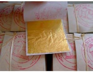 24k Gold Leaf (100 Sheets) Gold Leaf for Spa Mask 4 X 4 Cm