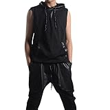 LONGVIS® ファッションノースリーブフード付き サマー半袖 Tシャツ 201211【並行輸入品】 (L)