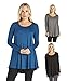 Free to Live Women's 3 Pack: Loose Flare Fit Tunics (Black, Charcoal, Teal),XXL