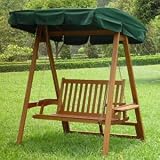 Trueshopping Hardwood Frame 2 Seat Garden/Patio Swing Bench Seat with Sunshade
