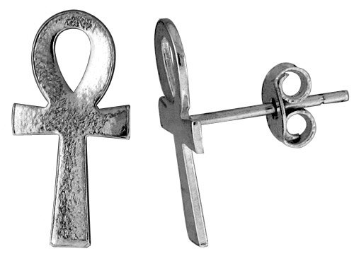 Tiny Sterling Silver Ankh Stud Earrings
