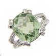 14k White Gold Diamond Water Green Peridot Ring Feminine Beauty