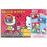 Hello Kitty 4 Wood Puzzles In Wooden Storage Box