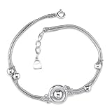 Elegant and Sophisticated: Sterling Silver Designer Inspired Double Snake Chain Silver Bead Bracelet