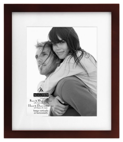 Malden International Designs Matted Linear Classic Wood Picture Frame, Holds 8x10 Photo, Walnut