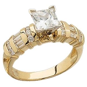 14Kt Yellow Gold Minitower Diamond Engagement Ring (Center stone is not included)