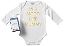 Spoilt Rotten - In A Mood Like Mummy Babygros / Bodysuit Alternative Baby Clothes 100% Organic Sizes 0-6 months + in funky Milk Carton WHITE