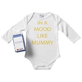 Spoilt Rotten - In A Mood Like Mummy Babygros / Bodysuit Alternative Baby Clothes 100% Organic Sizes 0-6 months + in funky Milk Carton WHITE