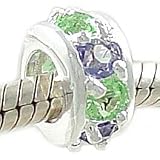 Peridot and Tanzanite Colored CZ Sterling Silver Eternity Spacer Bead fits European Charm Bracelet
