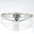 Native American Bear Paw Cuff Bracelet in Turquoise and Sterling Silver, #11314